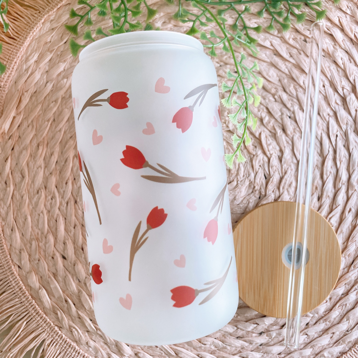 Red Tulip print Tumbler