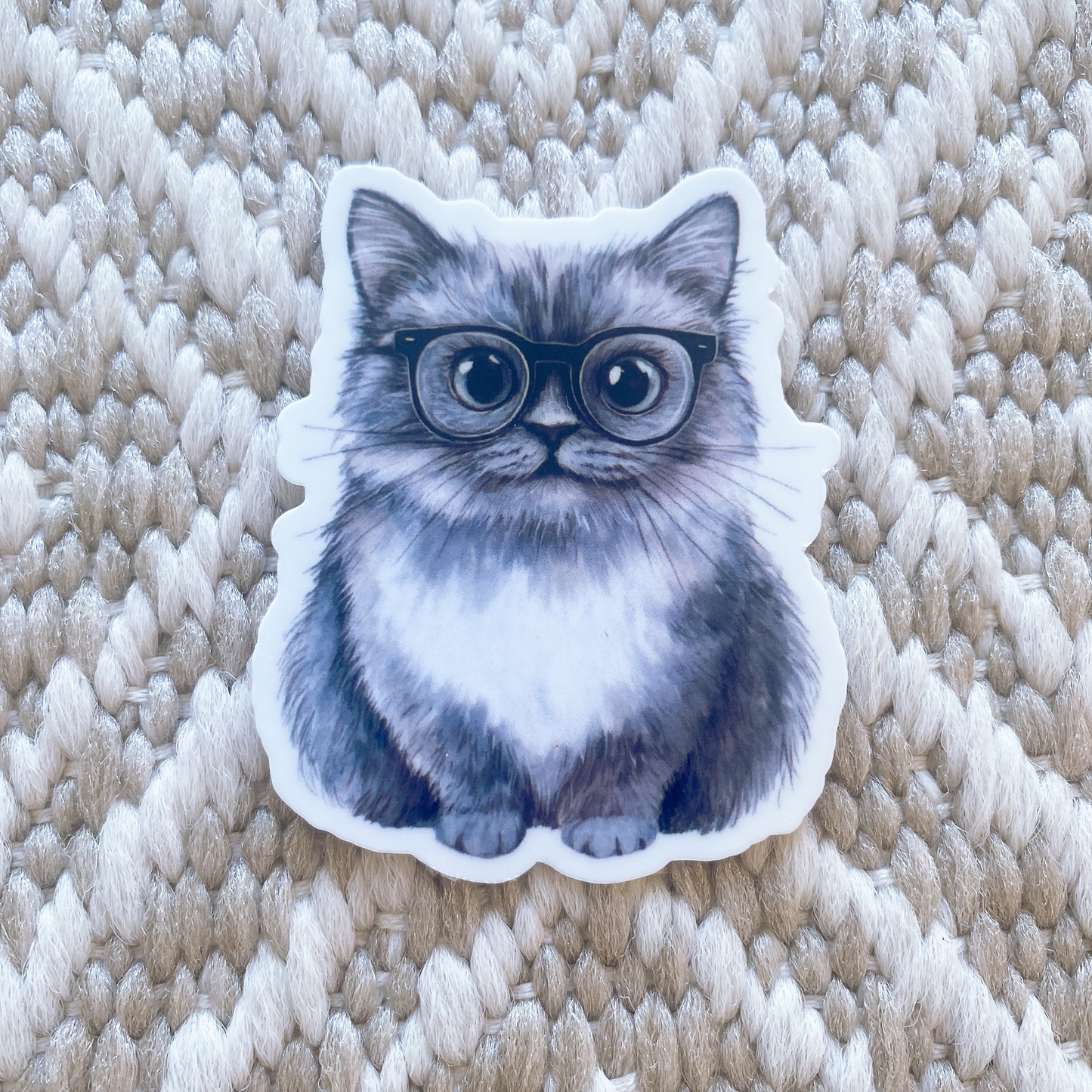 Cat & Glasses Sticker