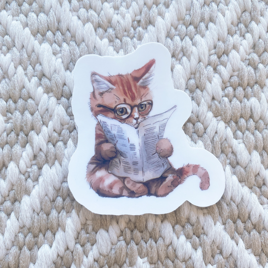 Newspaper Cat Sticker