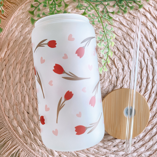 Red Tulip print Tumbler